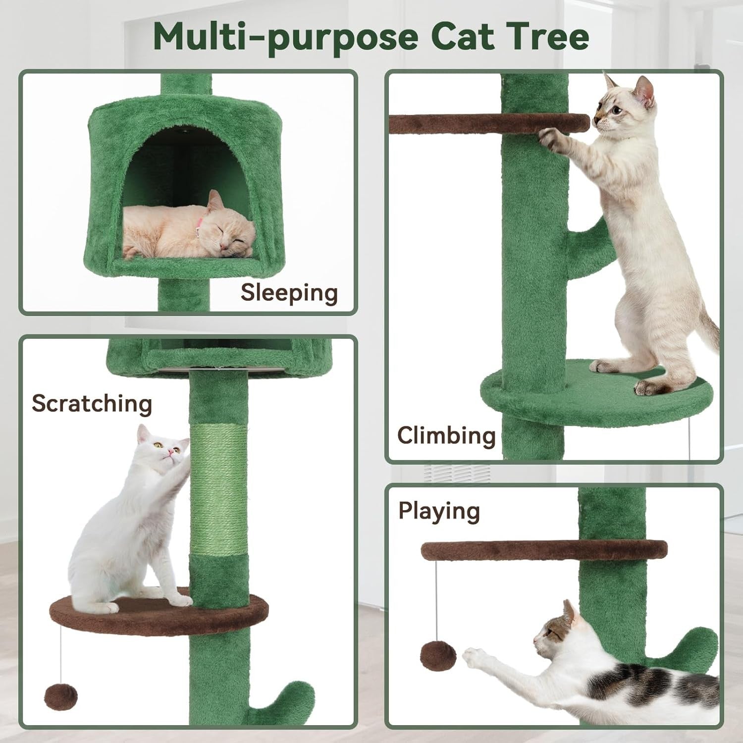 Floor to Ceiling Cat Tree 260cm Tall Tower Scratching Post Condo