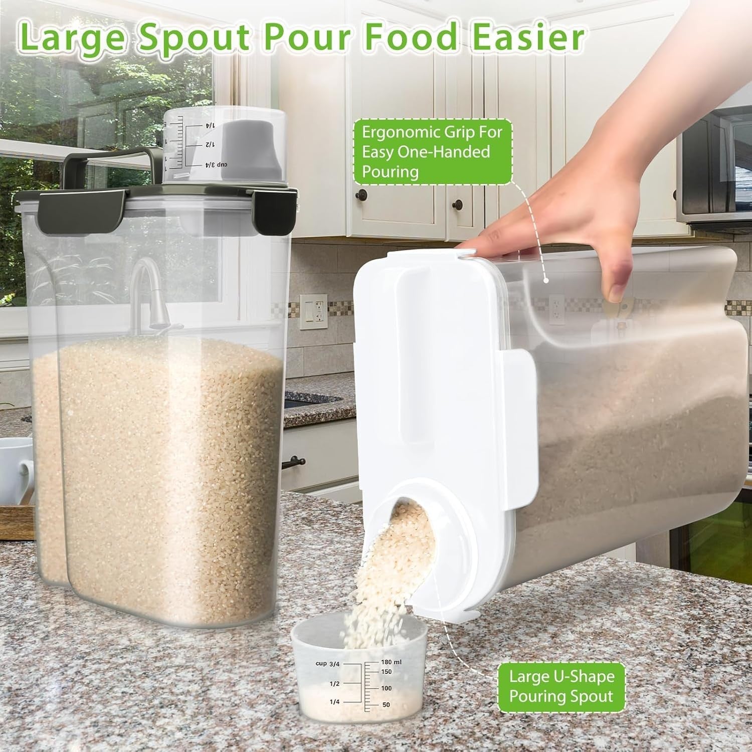 2 Pack Airtight Rice Storage Containers 6L 3L BPA Free