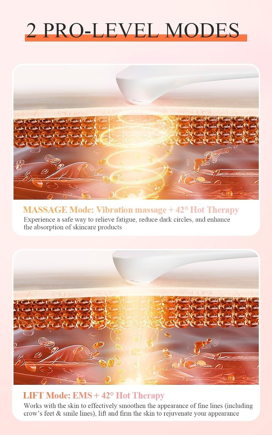 EMS Heated Eye Massager Microcurrent Fine Line Puffiness Relief