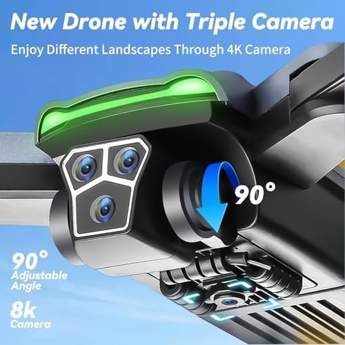4K GPS Drone w/ 3 Cameras 5G WiFi 60Min Flight Brushless Motor Follow Me