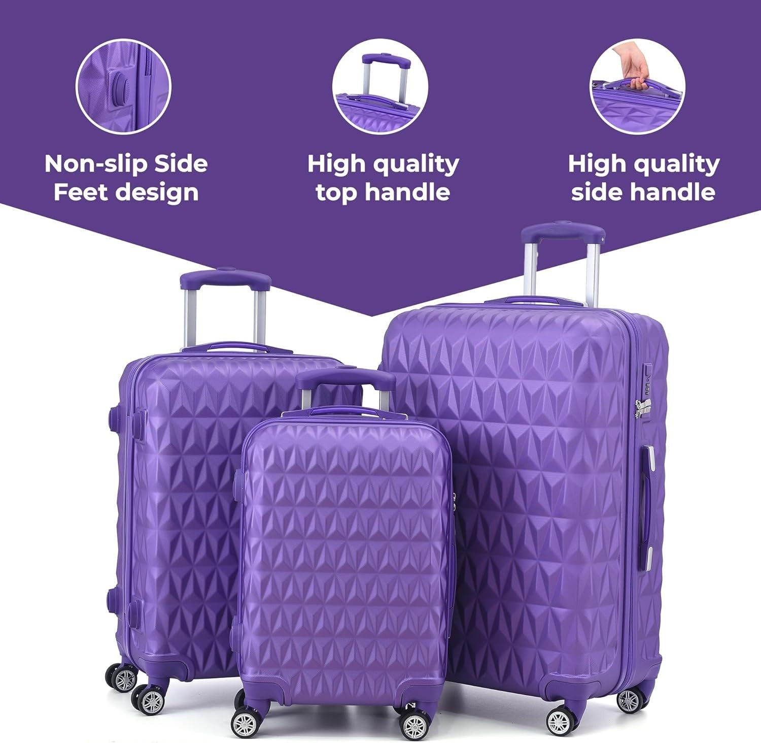 ABS Medium Travel Suitcase 24 Inch Lightweight Check In Trolley 4 Wheels