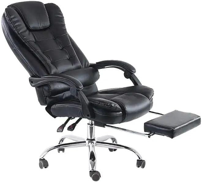 Reclining Executive Office Chair with Footrest Faux Leather Black