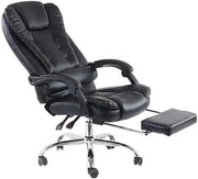 Reclining Executive Office Chair with Footrest Faux Leather Black