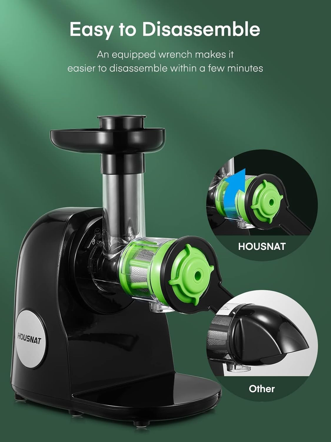 Cold Press Juicer Slow Masticating High Yield Quiet Motor Easy Clean