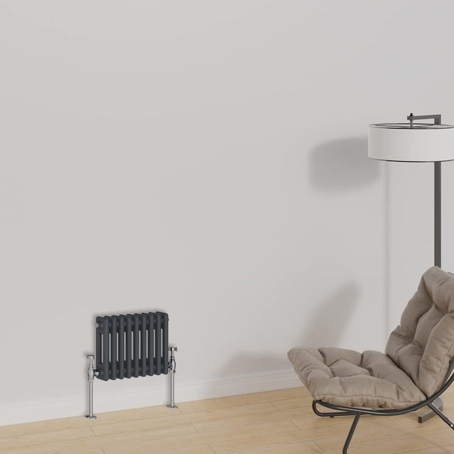 Horizontal Cast Iron Radiator 300x425mm Double Panel Anthracite Heating