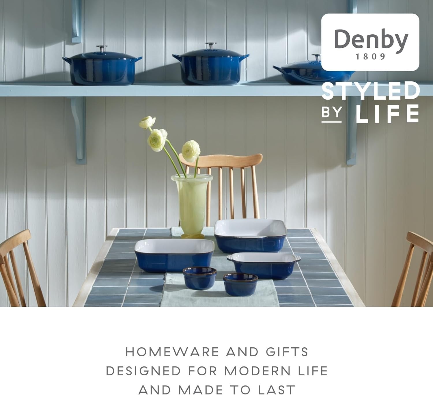 4 Pcs Blue Stoneware Ramekins 170ml Oven Microwave Dishwasher Safe