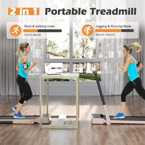 2-in-1 Folding Walking Pad Treadmill 12km/h 2.5HP Wide Belt Quiet Home Office