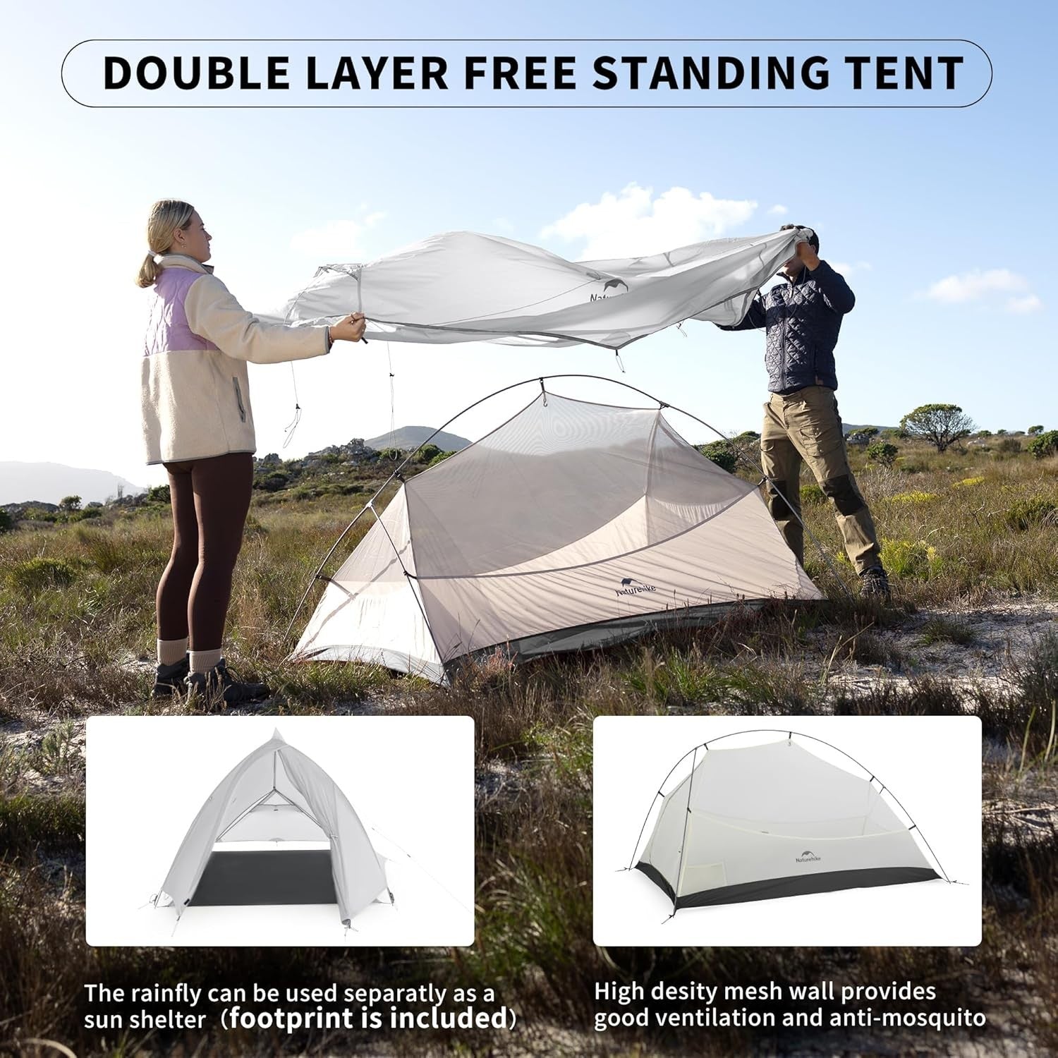 Ultralight 1 Person Backpacking Tent 4 Season Waterproof