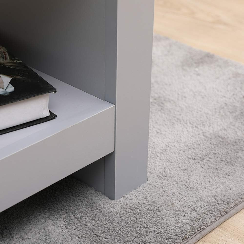 Modern Grey Coffee Table with Storage Shelf – Compact, Easy Clean, 85cm