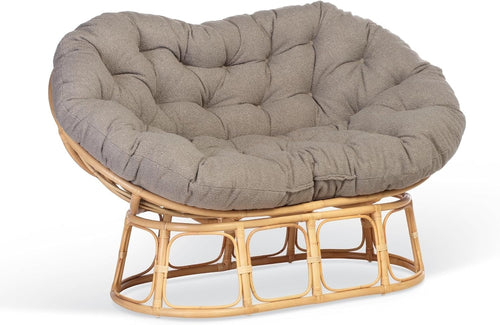 Double Papasan Rattan Loveseat Indoor Cushion Chair Relaxing Lounge Sofa