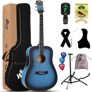Full Size 4/4 Acoustic Guitar Starter Kit Blue Steel String
