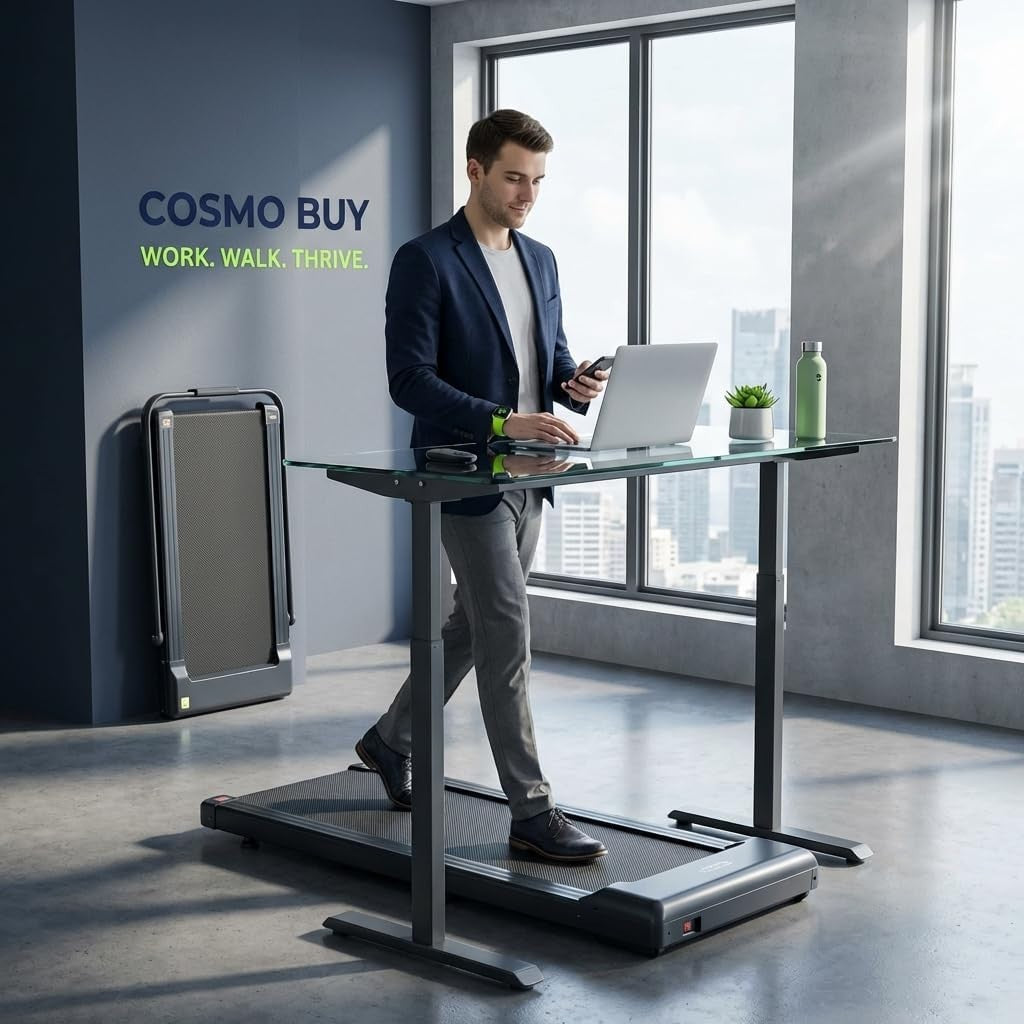 Under Desk Walking Treadmill Foldable Quiet Home Gym 1-10Km/H LED Display