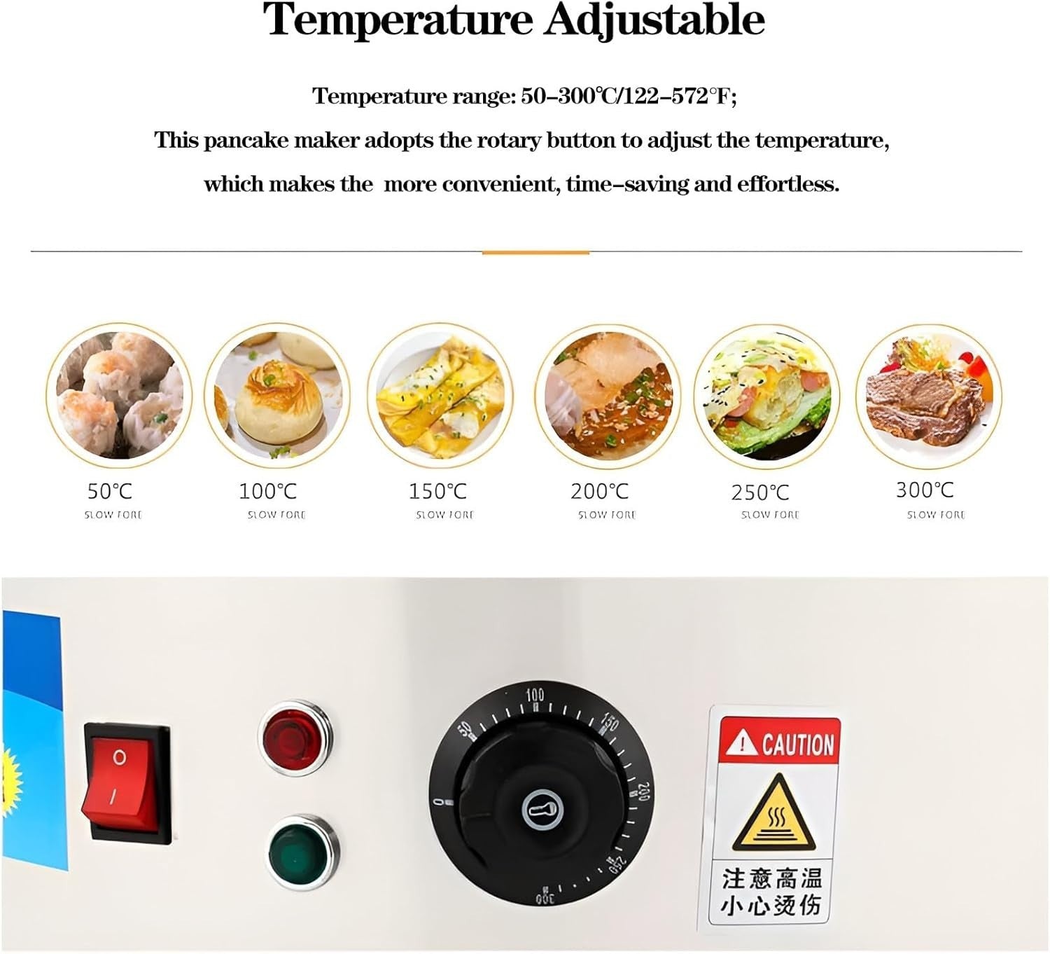 Commercial Electric Crepe Maker 45cm Adjustable Temp Non-Stick Cast Iron Pancake