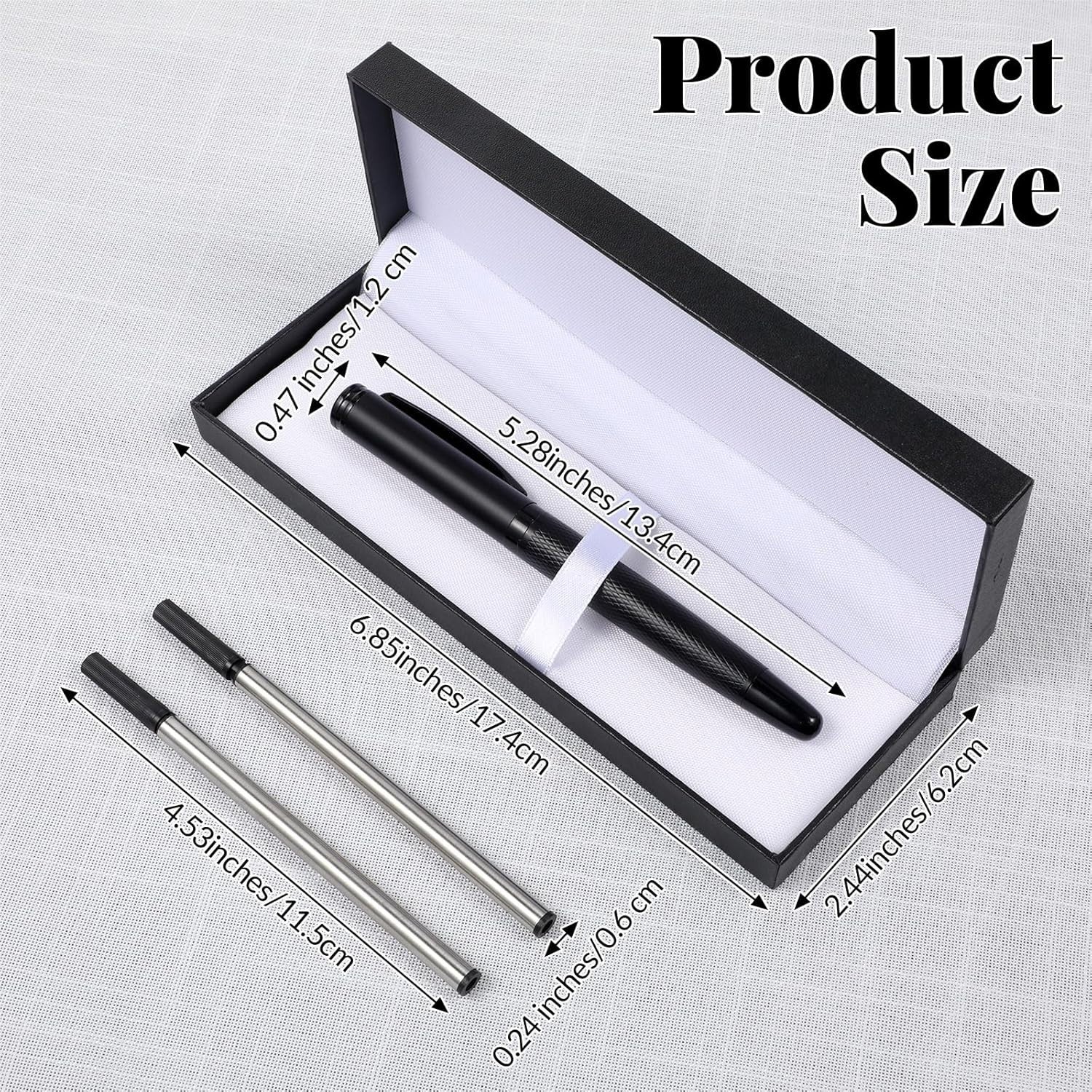 3-Piece Rollerball Pen Set Matte Black Fine Tip Smooth Writing Gift Box