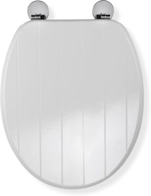 Hayward White Wooden Toilet Seat Oval Flexi-Fix Adjustable Hinges Antibacterial
