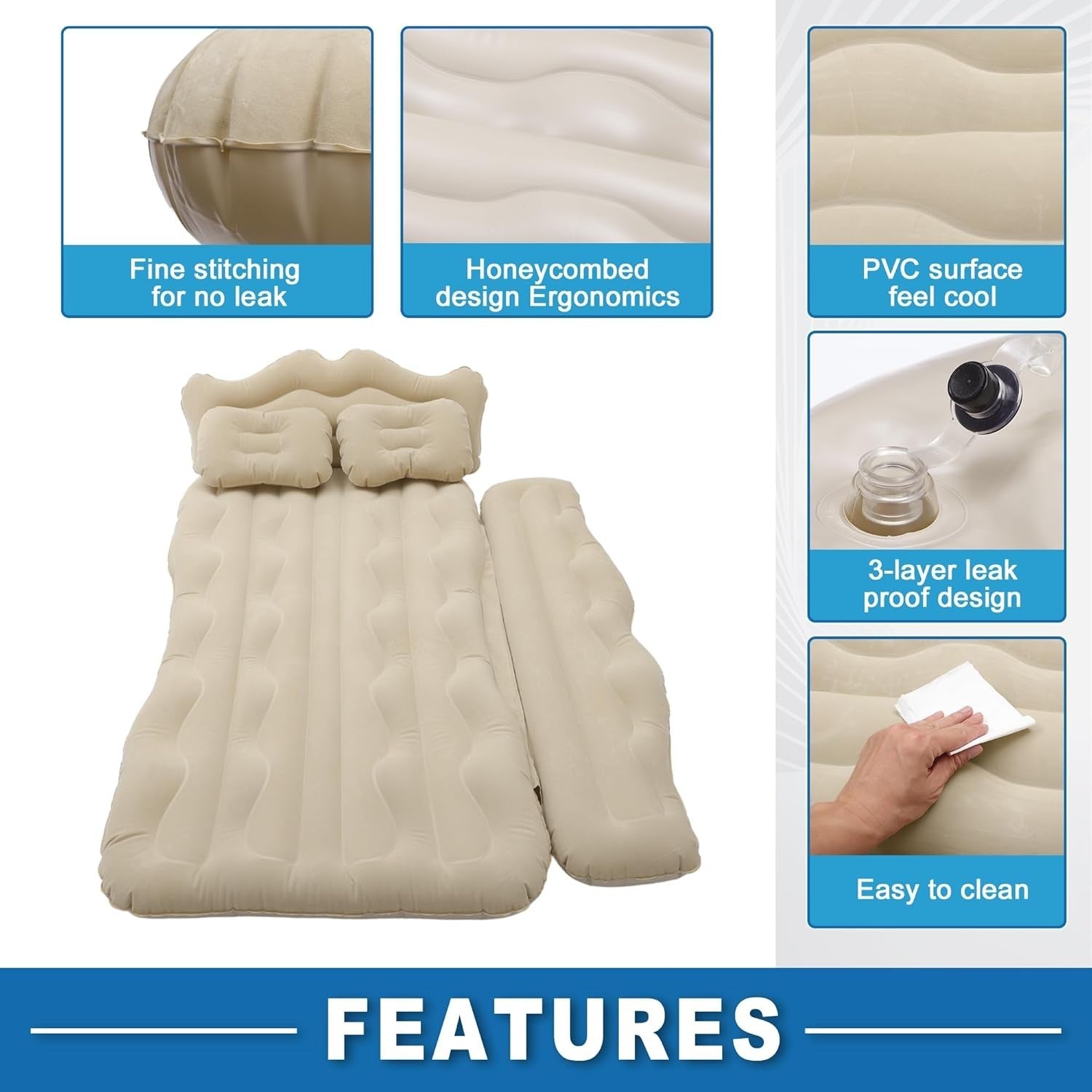 Car Air Mattress for Back Seat | Camping Bed 170x110x14cm Portable