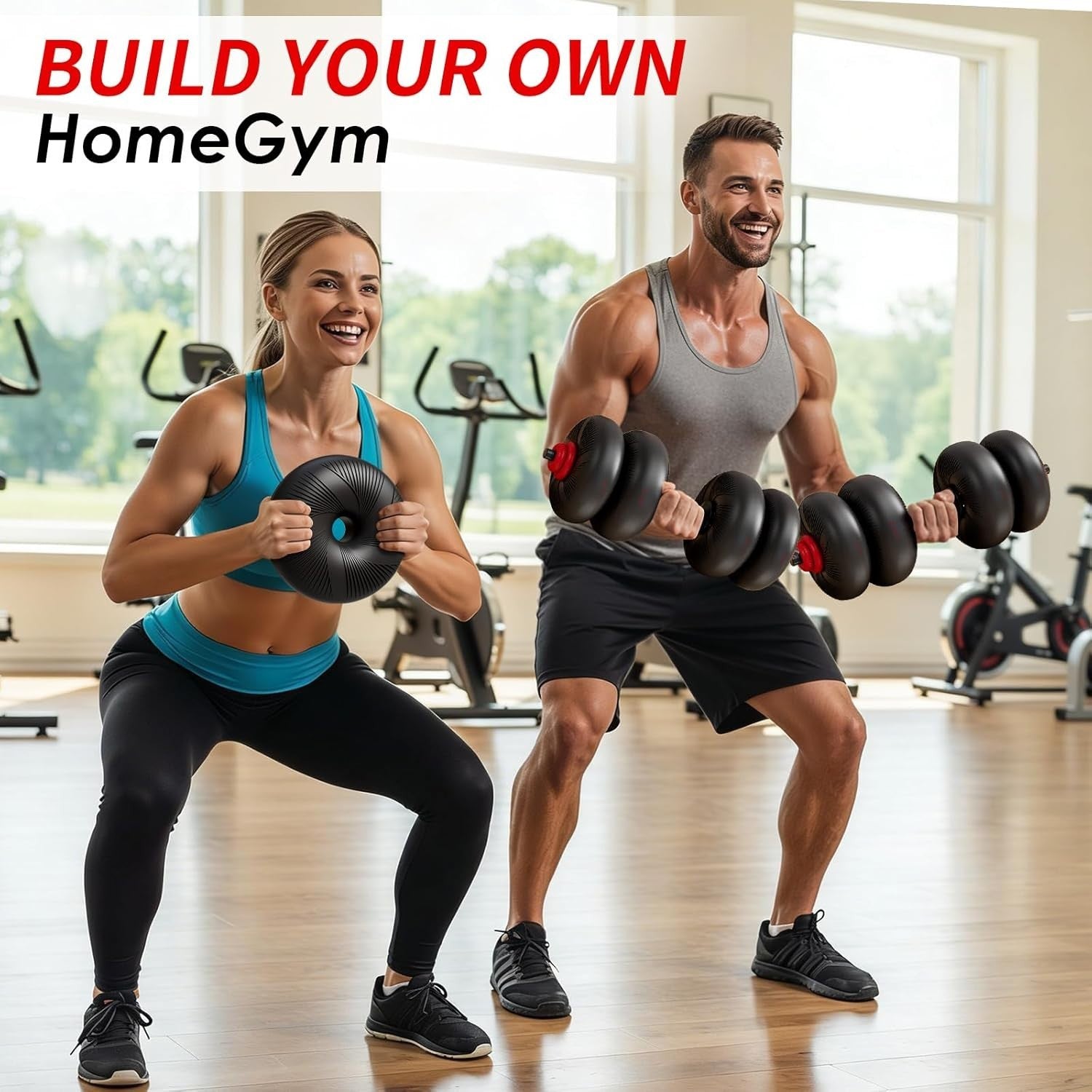 Adjustable Home Gym Weight Set 4-in-1 Dumbbell Barbell Kettlebell Push Up