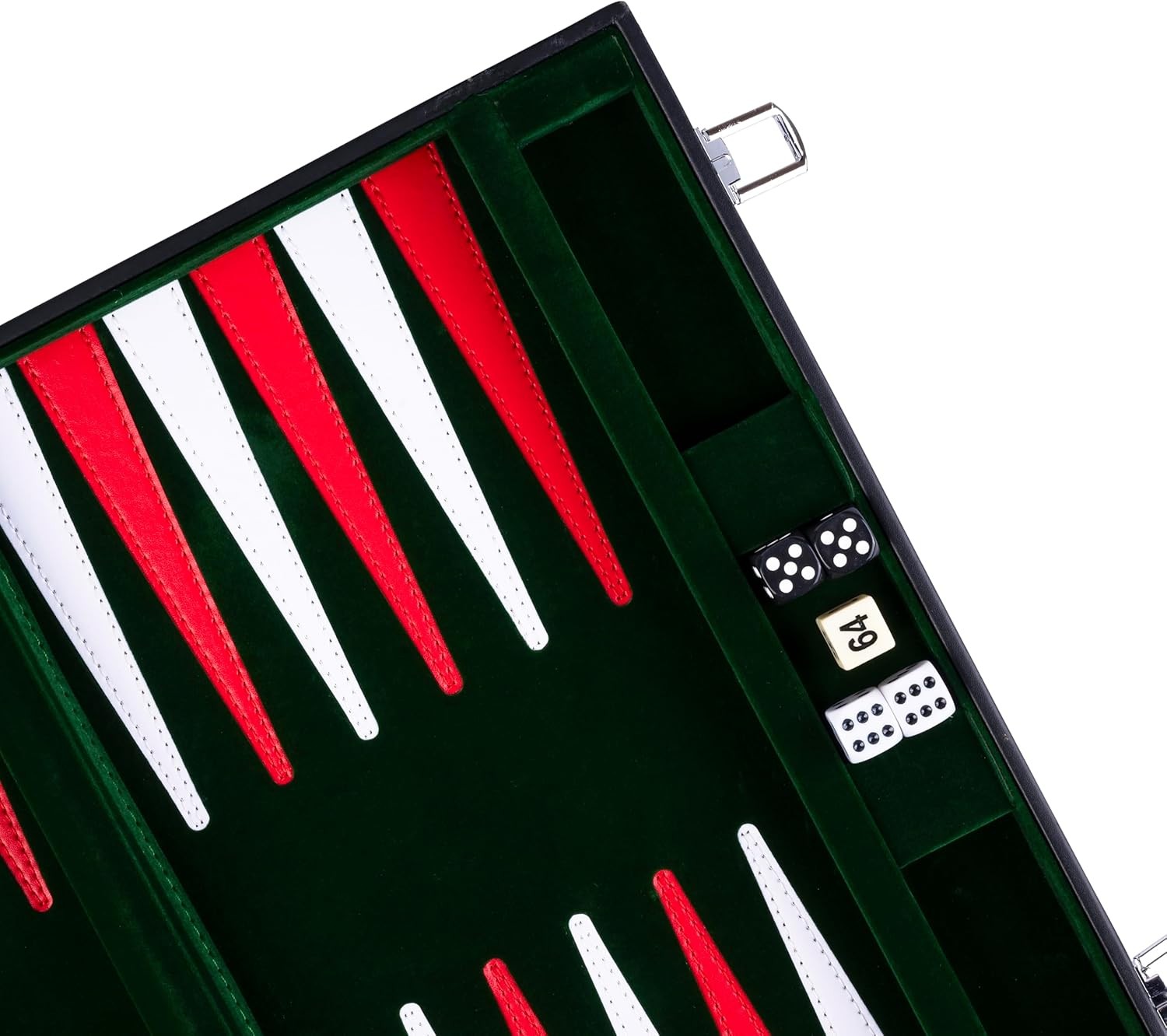 15” Backgammon Set Luxury Faux Leather Attache Case Green Travel Board