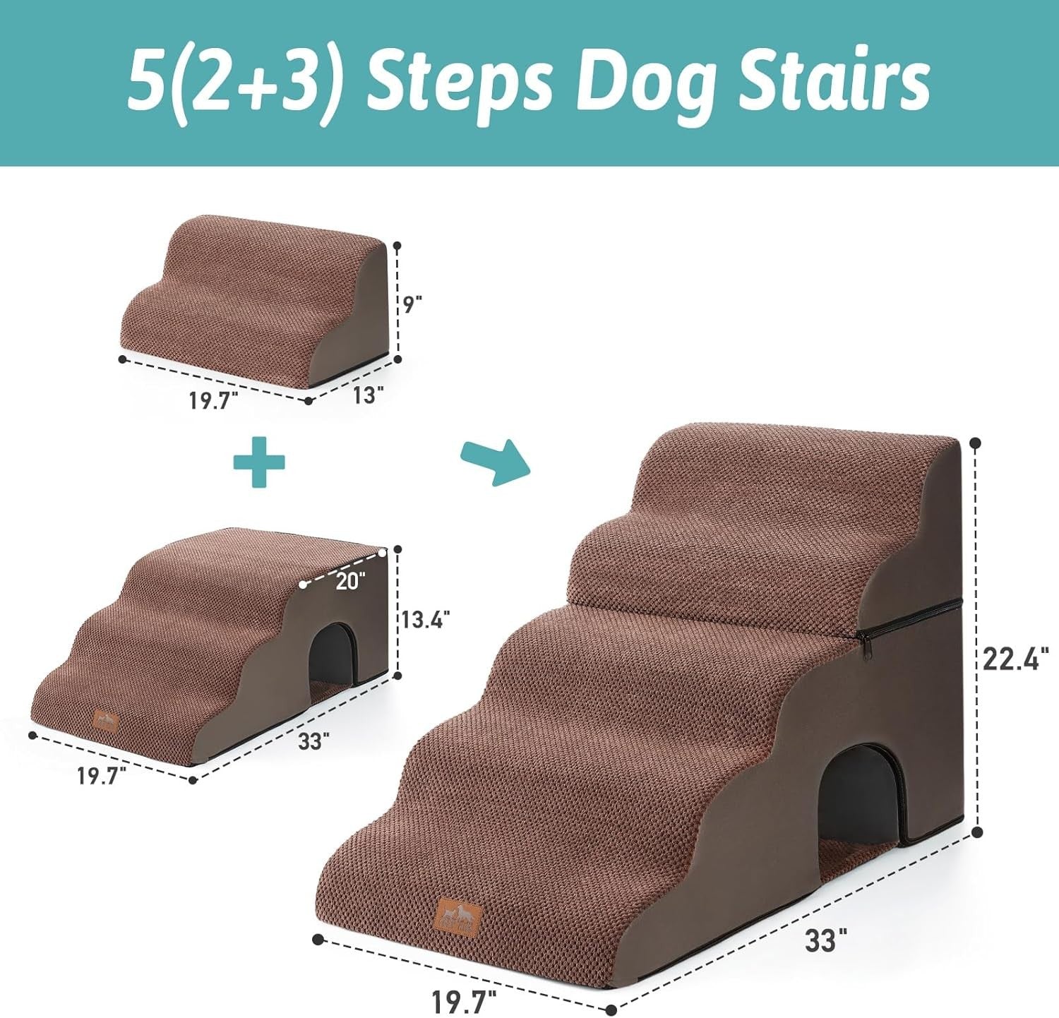 5‑Tier Foam Dog & Cat Stairs for High Bed Sofa – Non‑Slip Leakproof Ramp