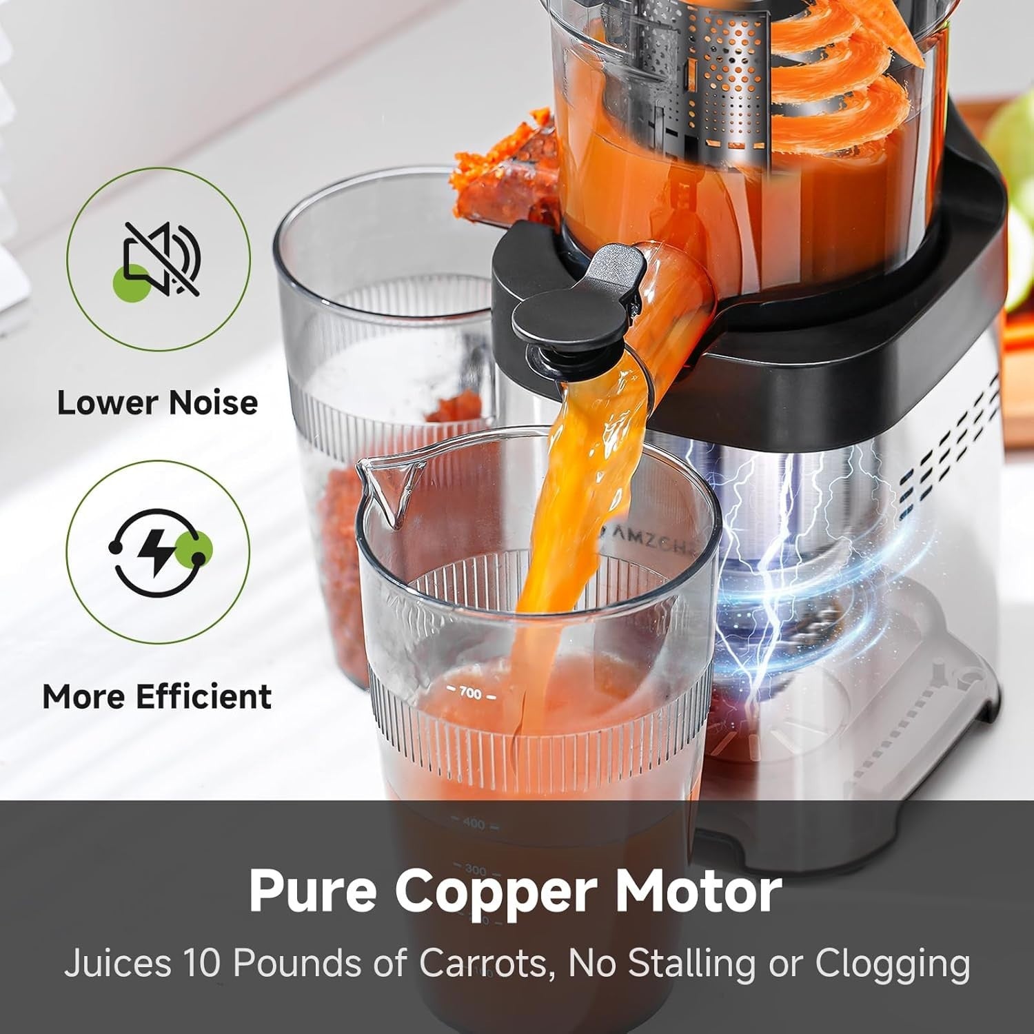 Cold Press Juicer Stainless Steel 145mm Wide Chute Auto Cutting Slow
