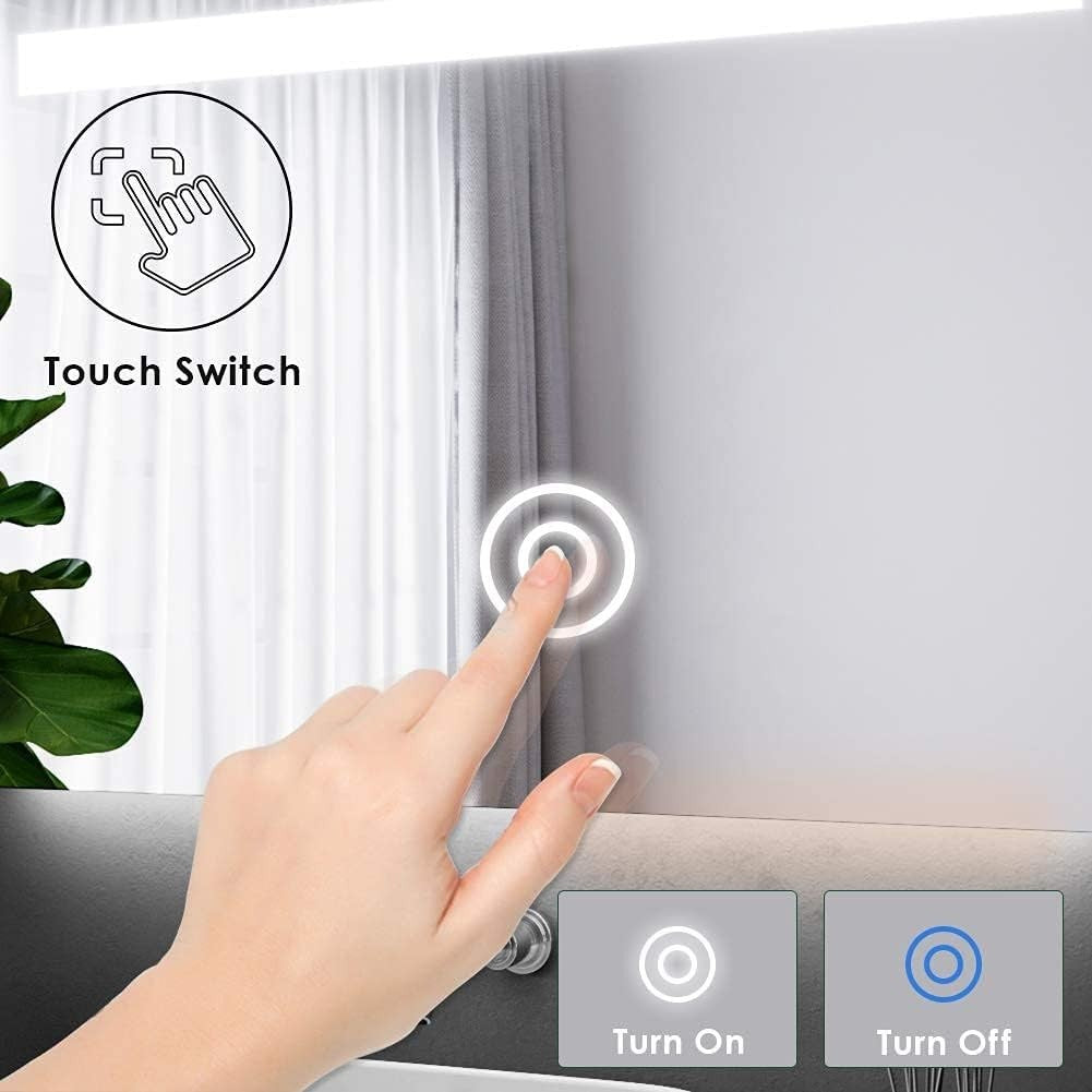 LED Bathroom Mirror 70x90cm Wall Mounted Demister Pad Light Touch Sensor