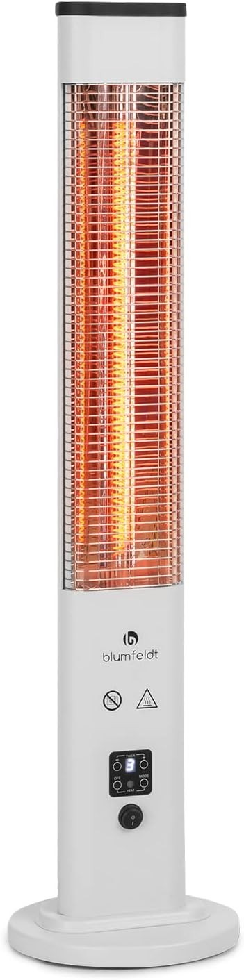 Outdoor Infrared Heater 1200W Floor Standing Radiant Heat 3 Levels Remote Timer
