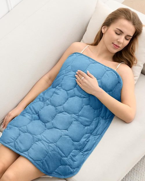 7lbs Weighted Lap Blanket Dark Blue 29x24" Crystal Velvet for Travel & Relax