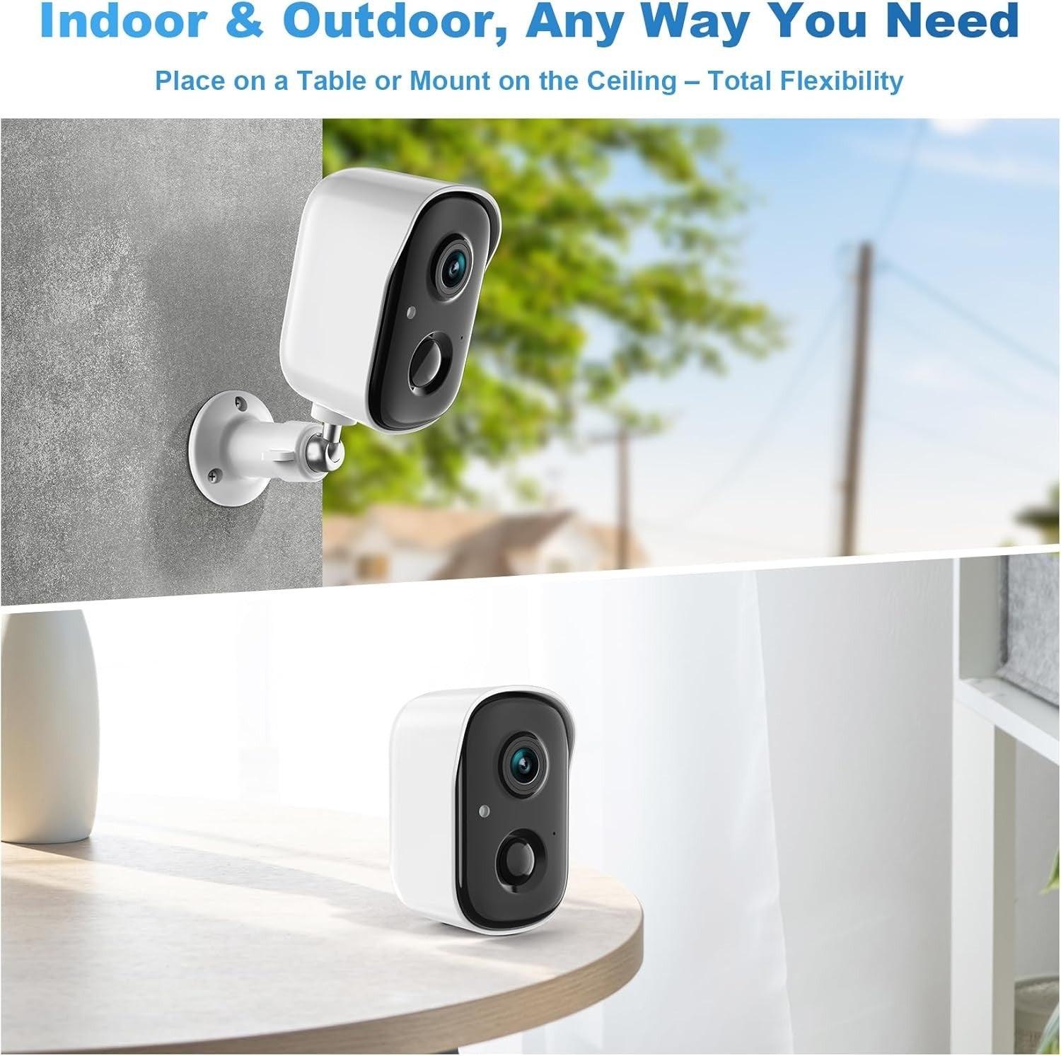 2 Pack 2K Wireless Security Cameras Outdoor Battery WiFi AI CCTV