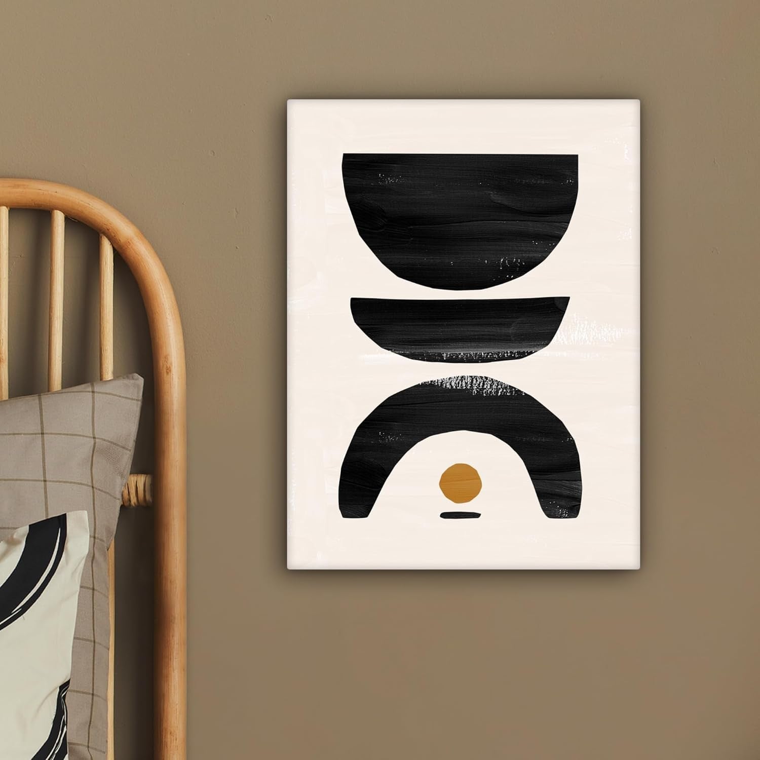 Black Beige Abstract Canvas Wall Art 30x40cm Framed