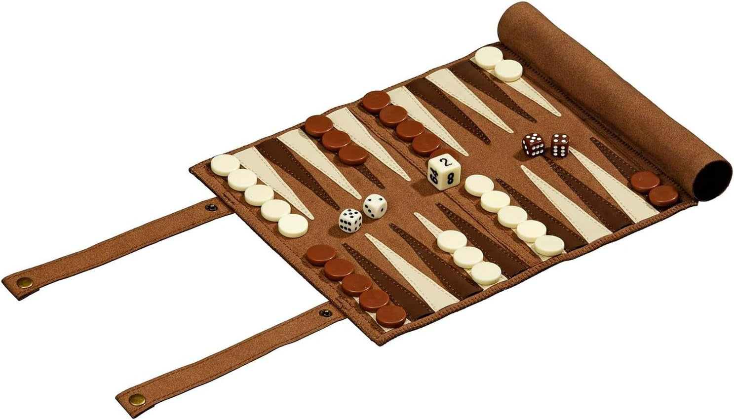 Roll-Up Travel Board Games Set Backgammon Chess Draughts Compact Portable