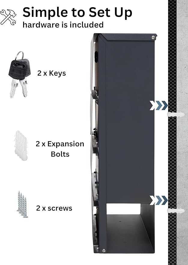 Wall Mounted Lockable Mailbox with Newspaper Holder – Weatherproof Steel