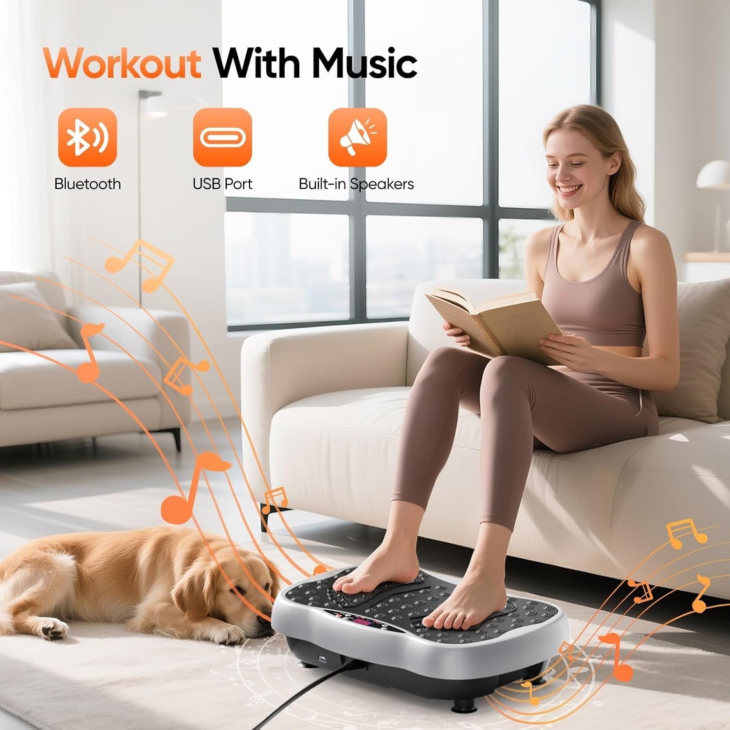 Black Vibration Plate Exercise Machine for Weight Loss & Lymphatic Drainage