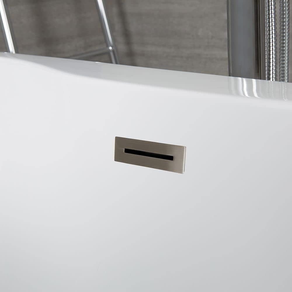 White Double Ended Freestanding Oval Bath 1800x750mm Nickel Waste Overflow