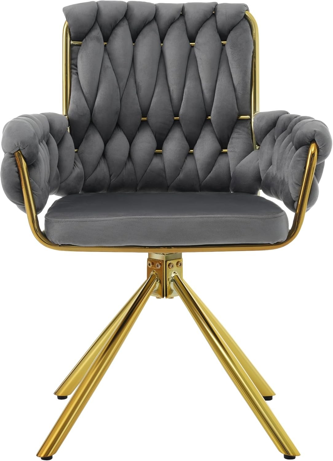Swivel Dining Chair 360° Armchair Grey Upholstered Metal Legs