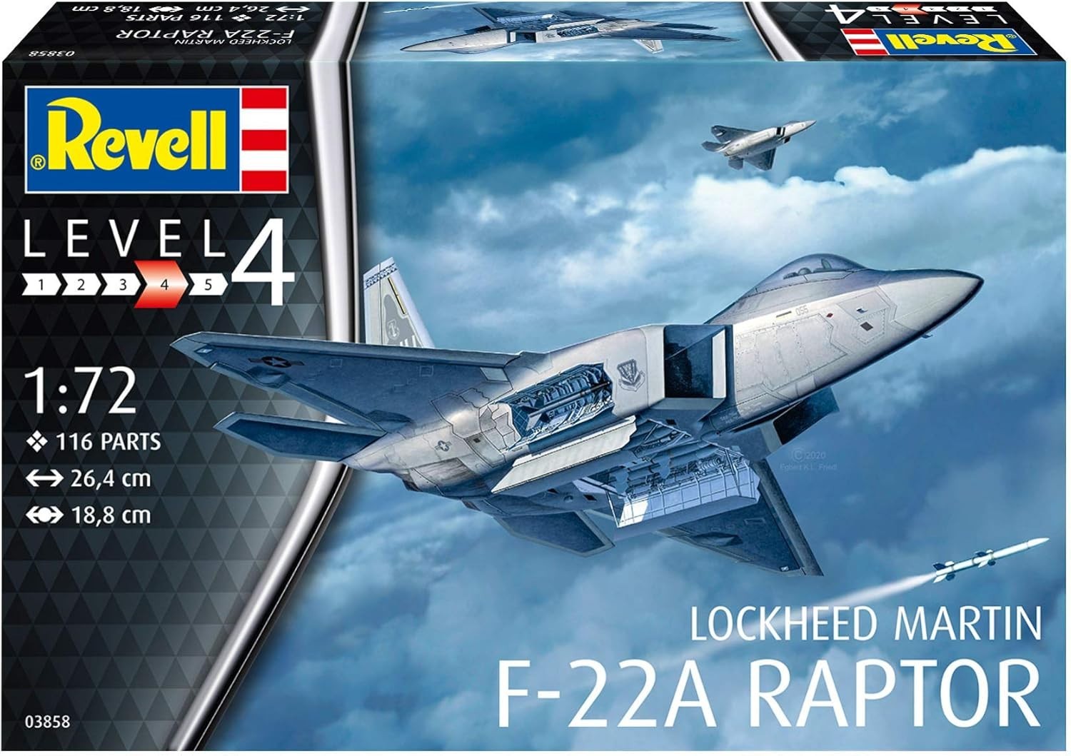 1:72 F-22A Raptor Jet Model Kit – Military Aircraft Build Set Unpainted