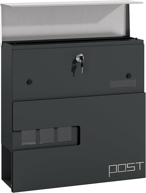 Lockable Wall Mounted Mailbox Outdoor Post Box with Viewing Window – Rustproof