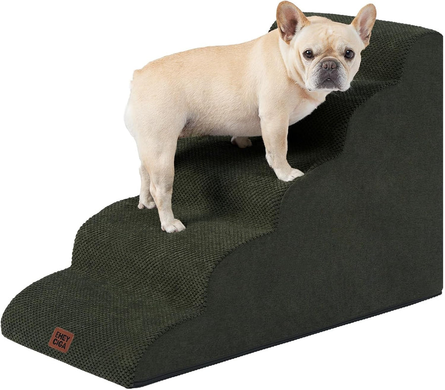 5 Step Dog Stairs for High Bed Non Slip Pet Steps Olive 83.5cm