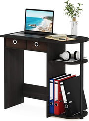 Compact Laptop Desk Study Writing Table Storage Shelves Espresso Brown
