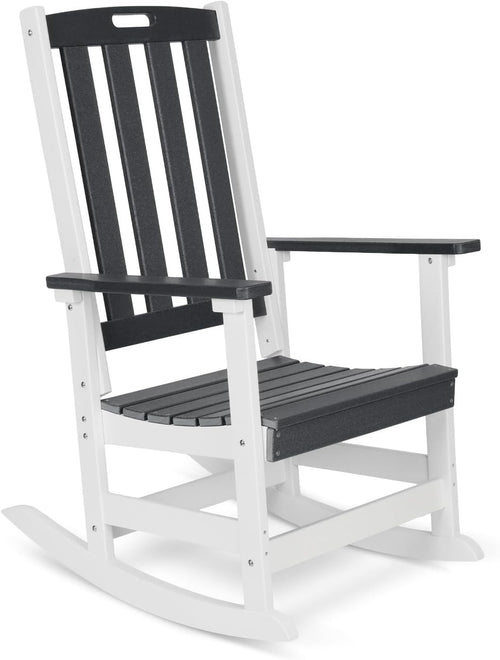 Outdoor Rocking Chair Ergonomic HDPE Patio Porch Rocker Weatherproof 87x70x122cm