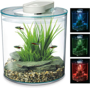 10L Round Fish Tank With Remote LED Lighting Filter Pump Aquarium