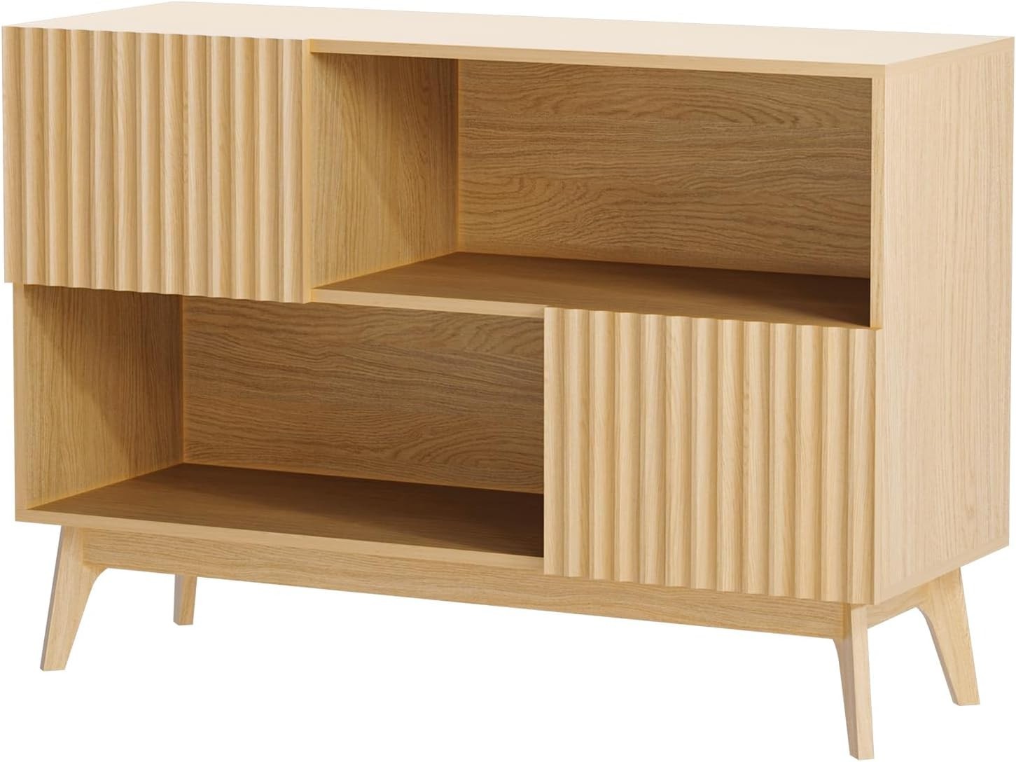 Modern Oak Sideboard Cabinet 100CM Storage Unit with Doors & Open Shelves