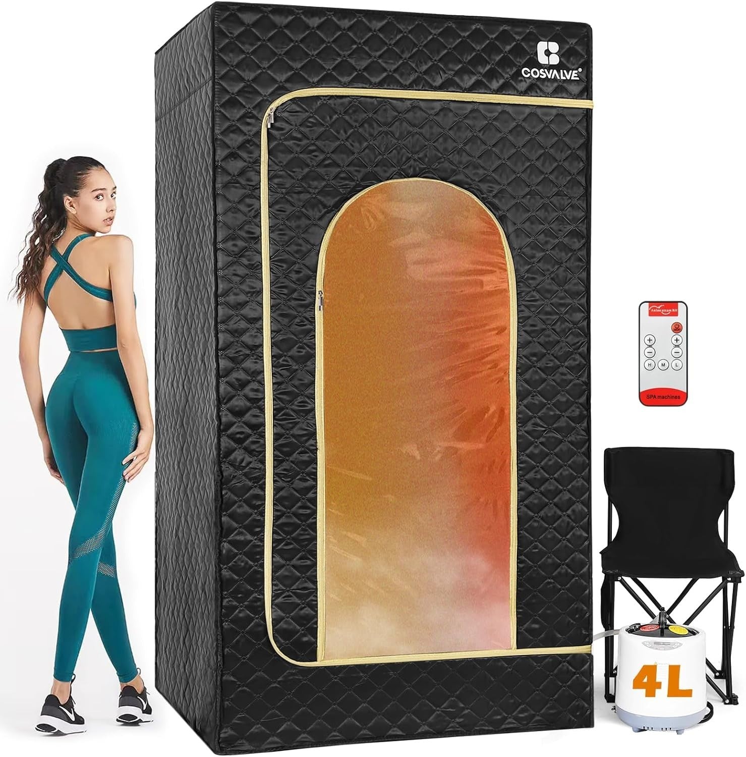 Full Size Portable Steam Sauna Home Spa Box 4L 1600W Fast Heat 16-Level Detox