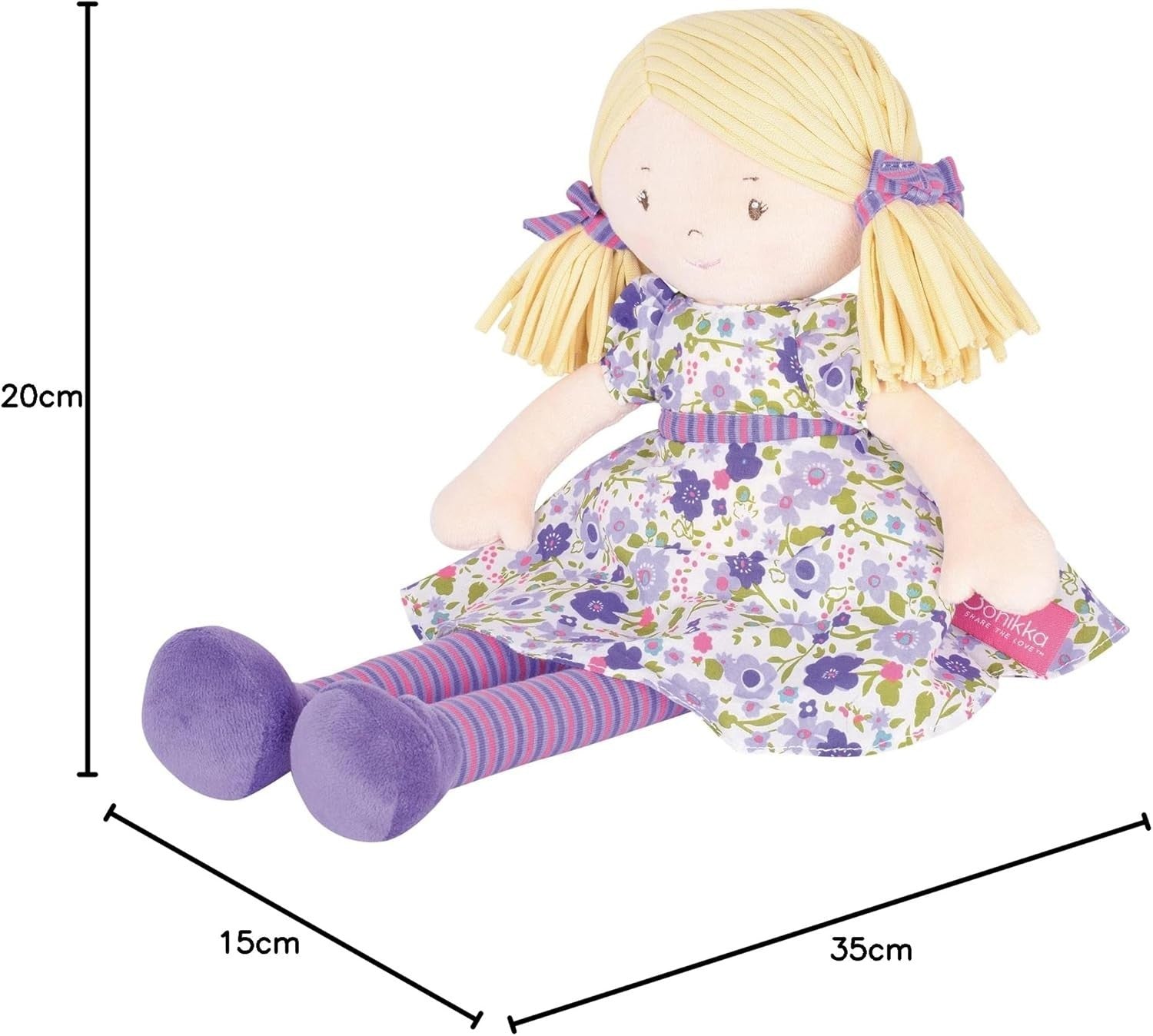 Organic Cotton Soft Rag Doll Floral Dress Cuddly Tea Party Gift for Girls