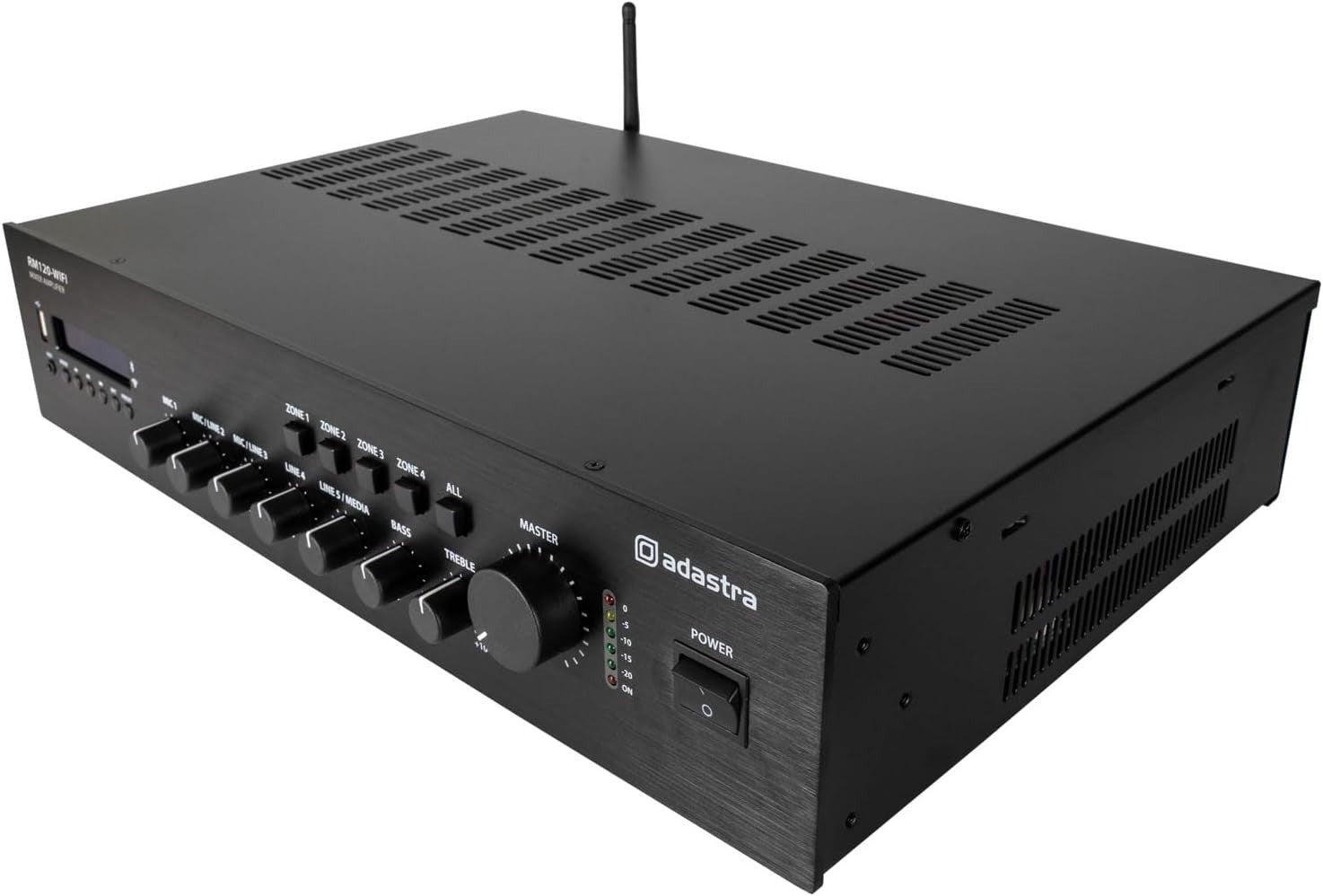 RM-Series 100V Mixer Amplifier 120W 5-Channel WiFi Bluetooth Rack Mount