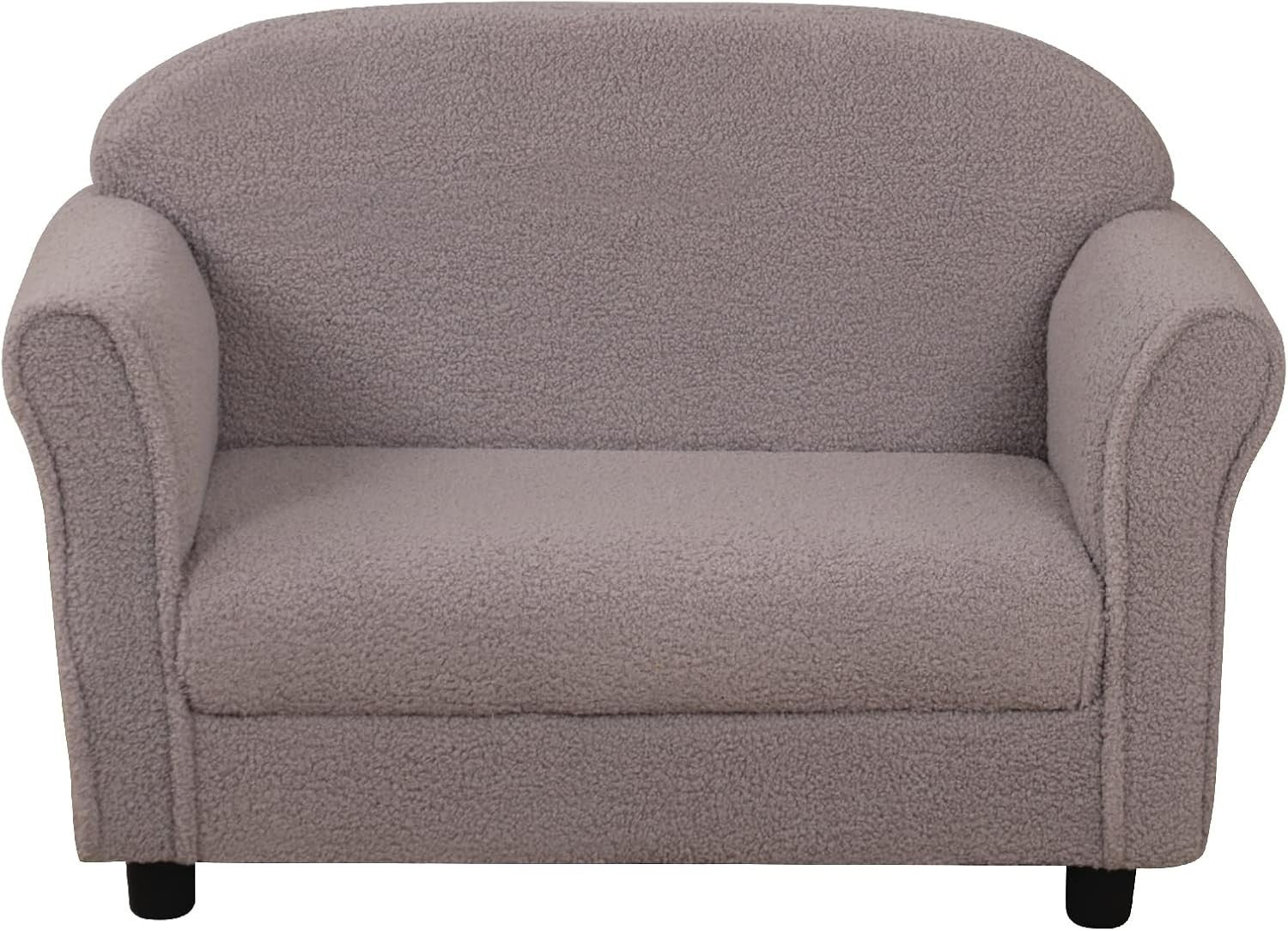 Children Grey Sofa Couch with Armrests – Double Seater Toddler Couch Chair