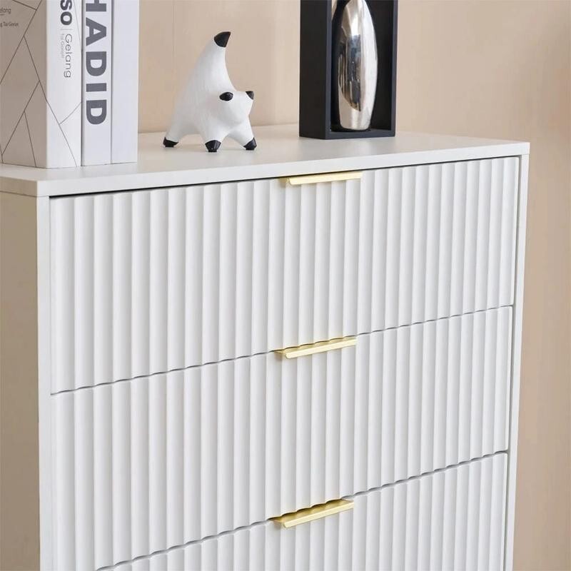 Modern White 5 Drawer Chest with Gold Legs – Bedroom Living Room Storage