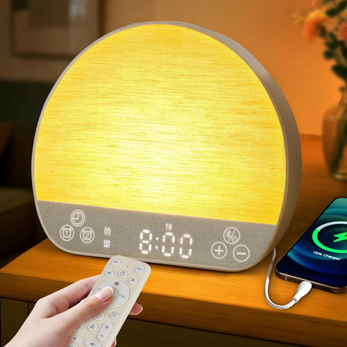 Sunrise Alarm Clock Wake Up Light Sound Machine Bluetooth Dual Alarm USB