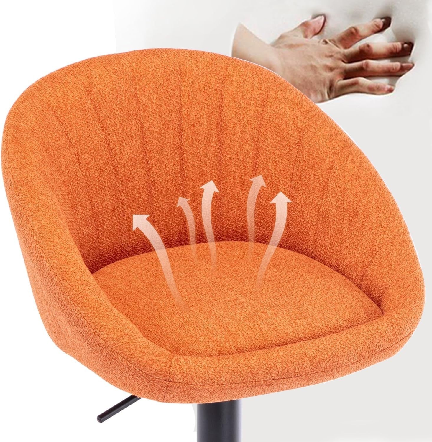 Bar Stools Set of 2 | Orange L-Shaped Adjustable Counter Chairs