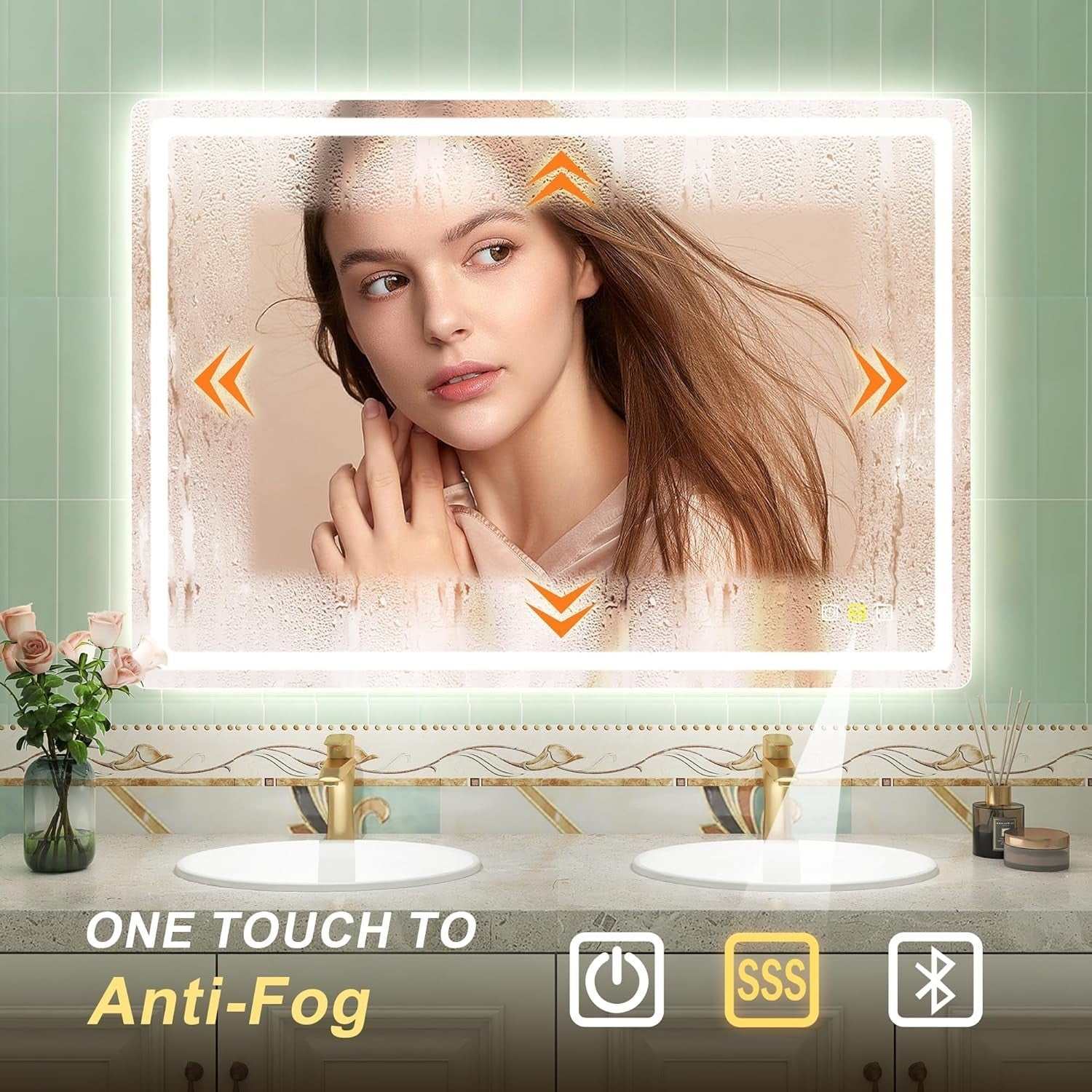 LED Bathroom Mirror 70x100 cm with Bluetooth, Anti-Fog & Dimmable Light