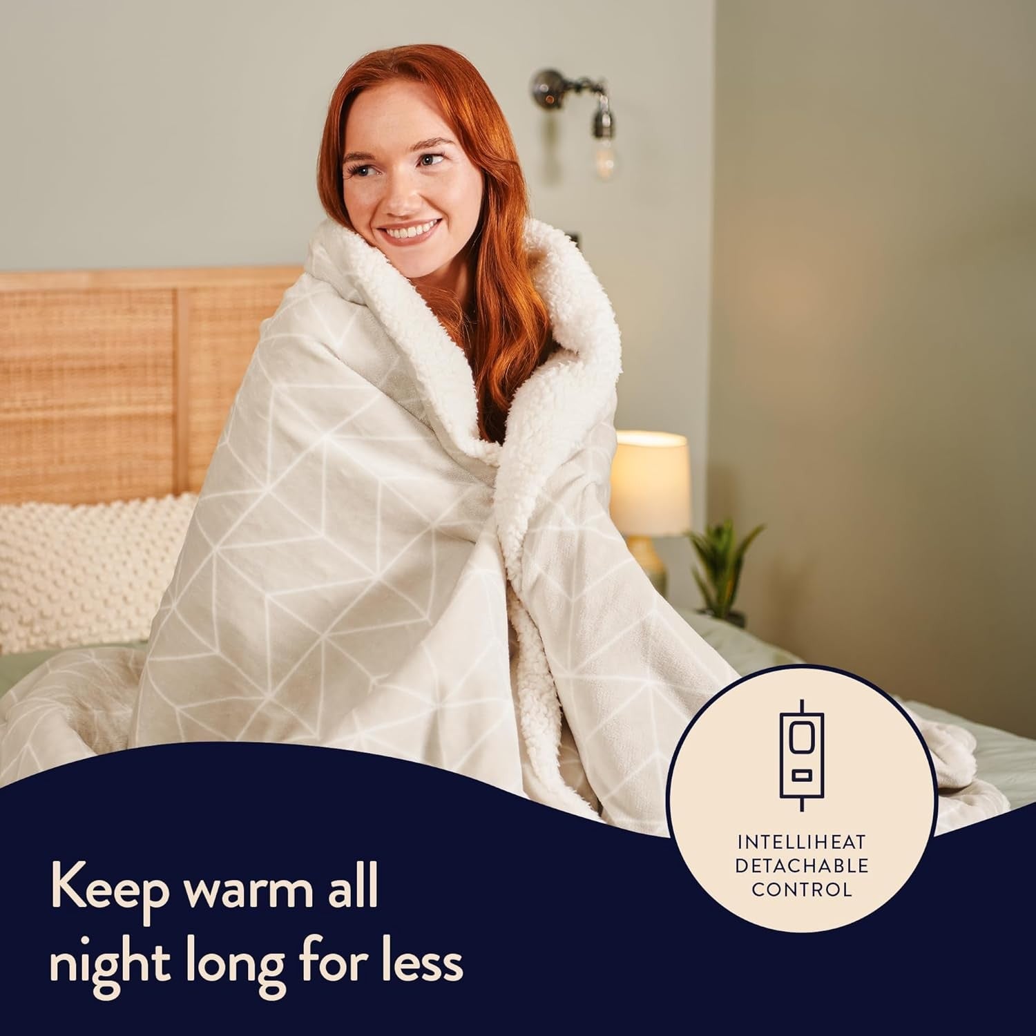 Electric Heated Throw Blanket 180x135cm Velvet Sherpa Fast Heat Washable